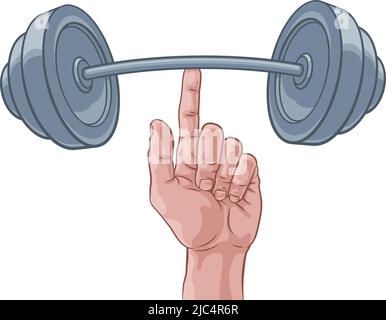 Weightlifting Hand Finger Holding Barbell Concept Stock Vector