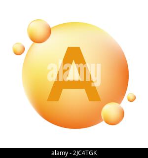 Vitamin A shining pill capcule icon vector beauty treatment nutrition skin care concept for graphic design, logo, web site, social media, mobile app, Stock Vector