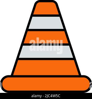 Icon Of Traffic Cone. Editable Bold Outline With Color Fill Design. Vector Illustration. Stock Vector