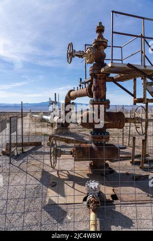 The wellhead of a geothermal injection well that returns cooled water ...