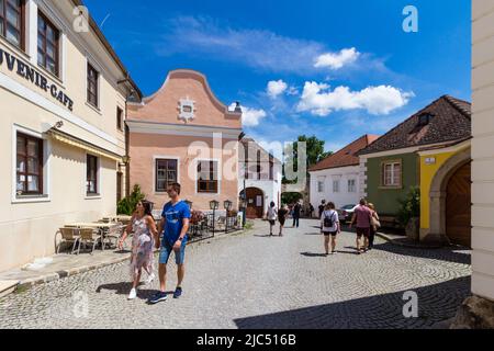 Old town city centre near 16th century town gate in Rust am See, Burgenland, Austria Stock Photo