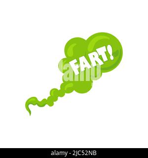 Smelling Green Cartoon Fart Cloud Flat Style Design Vector Illustration 