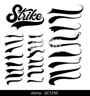 Swoosh tails. Retro swooshes, typography curly font tail. Sport vintage  text decoration, lettering banners. Underline accent tidy vector collection  Stock Vector Image & Art - Alamy