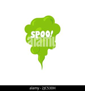 Stinky smelling smoke. Fart cartoon bad odor cloud. Green stench vapor with text. Toxiz aroma fog. Vector illustration Stock Vector