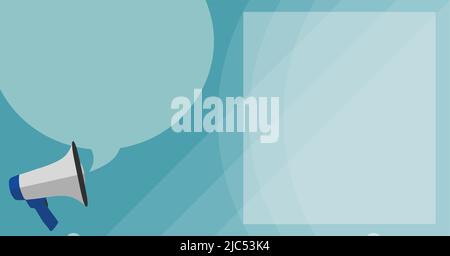 modern blue abstract background with megaphone and speech bubble, announcement or information vector illustration Stock Vector