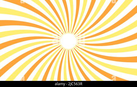 abstract yellow orange sun rays, retro styled sun burst pattern texture background, illustration, natural summer line art Stock Photo