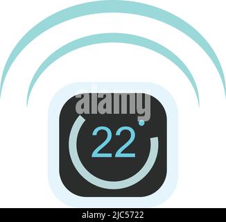 Smart home temperature indicator semi flat color vector object Stock Vector