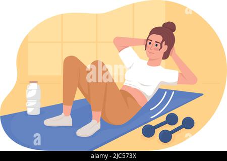 Ab exercises with dumbbells 2D vector isolated illustration Stock Vector