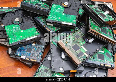 Pile of old non-working hard drives from PC Stock Photo