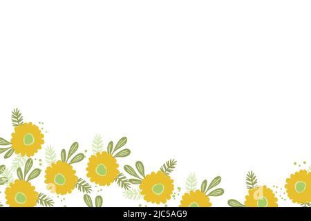 Floral frame based on traditional folk art ornaments on white background. Ornate border with orange flowers. Vector stock illustration for wallpaper Stock Vector