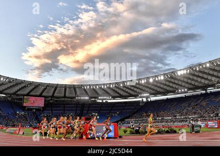 General view of the stadium during the 1500m women at the IAAF Diamond League Golden Gala meeting at Olimpic stadium in Rome (Italy), June 9th, 2022. Stock Photo