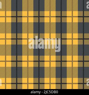 Yellow and grey Scotland textile seamless pattern. Fabric check tartan plaid. Abstract geometric background for cloth, card, fabric. Monochrome Stock Vector