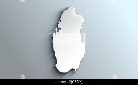 Country Political Geographical Map of Qatar with Shadows Stock Photo