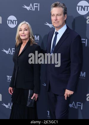 HOLLYWOOD, LOS ANGELES, CALIFORNIA, USA - JUNE 09: American actress Bo Derek and husband/American actor John Corbett arrive at the 48th Annual AFI Life Achievement Award Honoring Julie Andrews held at the Dolby Theatre on June 9, 2022 in Hollywood, Los Angeles, California, United States. (Photo by Xavier Collin/Image Press Agency) Stock Photo