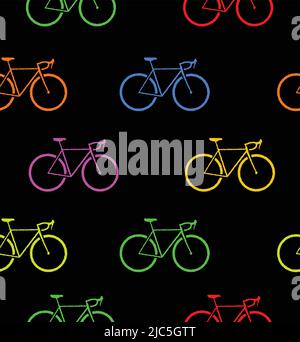 colorful bicycles seamless pattern - vector Stock Vector