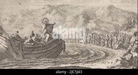 Jesus preaching on the shore of the lake, print maker: Jan Luyken, 1659 ...