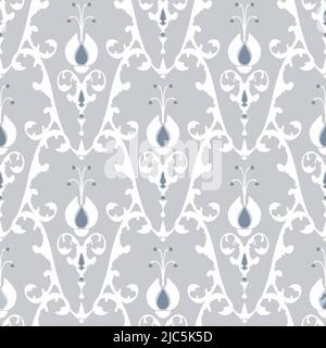 Seamless vector pattern with abstract blue floral texture. Vintage wallpaper design Victorians style. Luxury fashion textile background. Stock Vector