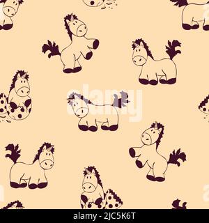 Seamless vector pattern with unicorns on pink background. Fantasy wallpaper design for children. Stock Vector