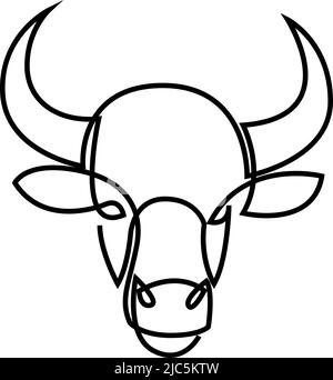 Abstract angus cow bison buffalo steak premium logo design. Creative bull horns line icon symbol Stock Vector