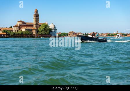 Venice cityscape and Church of San Michele in Isola also called San Michele di Murano in Renaissance Style (1468-1479) by architect Mauro Codussi. Stock Photo