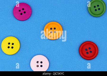 Colorful buttons on a blue background Stock Photo