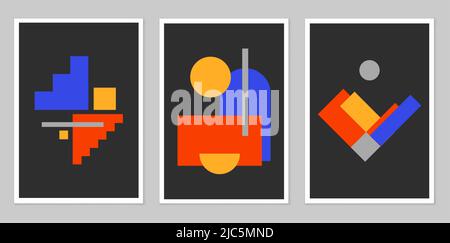 A set of Abstract hand-painted Illustrations for wall decoration. Boho style. Postcards, banners on social networks. The background of the brochure co Stock Vector