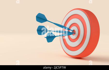 Dart in a target. Business goals concept. 3D Rendering Stock Photo