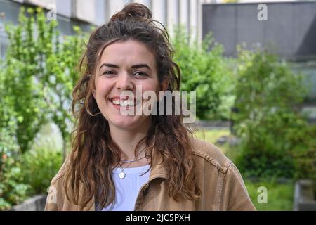 TV host Tess Elst pictured during a press conference of Flemish public ...