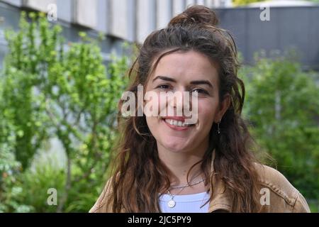 TV host Tess Elst pictured during a press conference of Flemish public ...