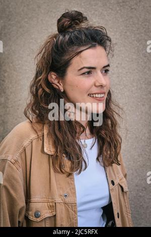 TV host Tess Elst pictured during a press conference of Flemish public ...