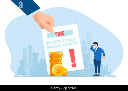 Vector of a stressed businessman getting a fine ticket Stock Vector