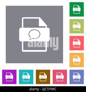 Message file type flat icons on simple color square backgrounds Stock Vector