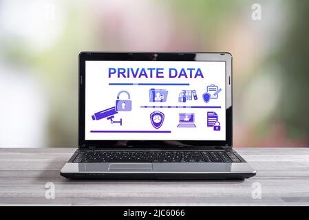 Private data concept shown on a laptop screen Stock Photo