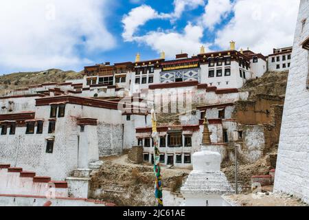 Ganden Monastery on top of Wangbur Mountain is  the 1st and primary monastery of the Gelug School of Tibetan Buddhism. Stock Photo