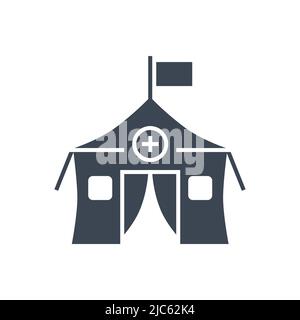 Medical tent related vector glyph icon. Medical tent sign. Isolated on ...