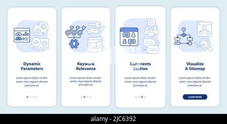 Advanced search engine optimization light blue onboarding mobile app screen Stock Vector