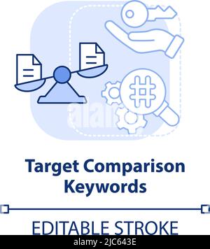Target comparison keywords light blue concept icon Stock Vector