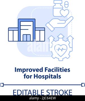 Improved facilities for hospitals light blue concept icon Stock Vector
