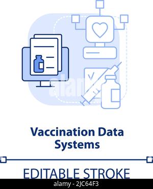 Vaccination data systems light blue concept icon Stock Vector