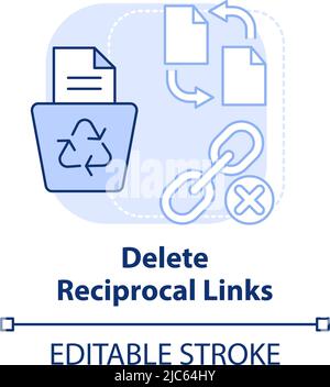 Delete reciprocal links light blue concept icon Stock Vector