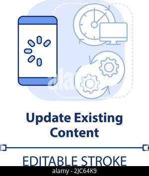Update existing content light blue concept icon Stock Vector