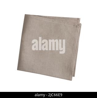 Brown square dishcloth isolated,kitchen folded napkin, decorating burlap cloth. Stock Photo