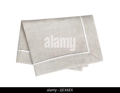 Burlap grey dishcloth isolated,kitchen folded towel. Food decor element. Stock Photo