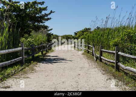 Sandy path that leads to the beach in Avalon, New Jersey Stock Photo