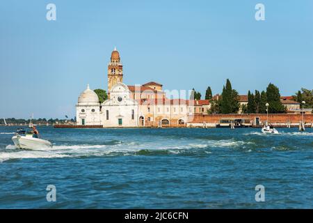 Venice cityscape and Church of San Michele in Isola also called San Michele di Murano in Renaissance Style (1468-1479) by architect Mauro Codussi. Stock Photo