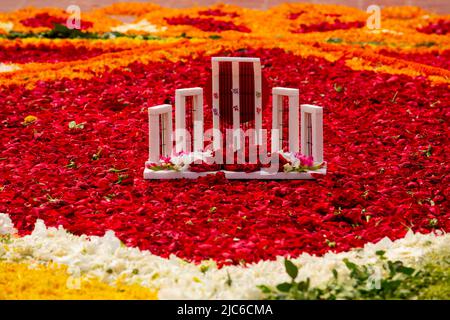 Replica of the Cental Shaheed Minar is seen on the occasion of International Mother Language Day, in Dhaka, Bangladesh. Stock Photo