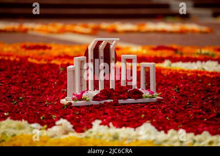 Replica of the Cental Shaheed Minar is seen on the occasion of International Mother Language Day, in Dhaka, Bangladesh. Stock Photo