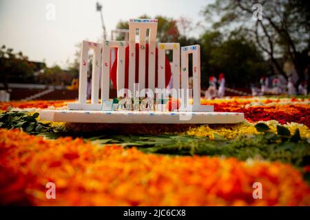 Replica of the Cental Shaheed Minar is seen on the occasion of International Mother Language Day, in Dhaka, Bangladesh. Stock Photo