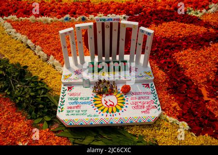 Replica of the Cental Shaheed Minar is seen on the occasion of International Mother Language Day, in Dhaka, Bangladesh. Stock Photo