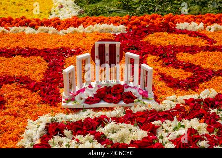 Replica of the Cental Shaheed Minar is seen on the occasion of International Mother Language Day, in Dhaka, Bangladesh. Stock Photo